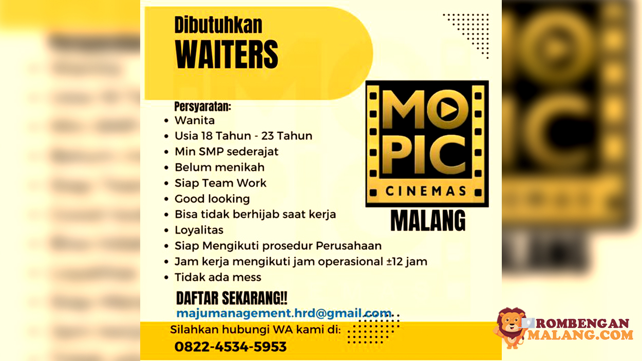 Info Loker Malang Waiters